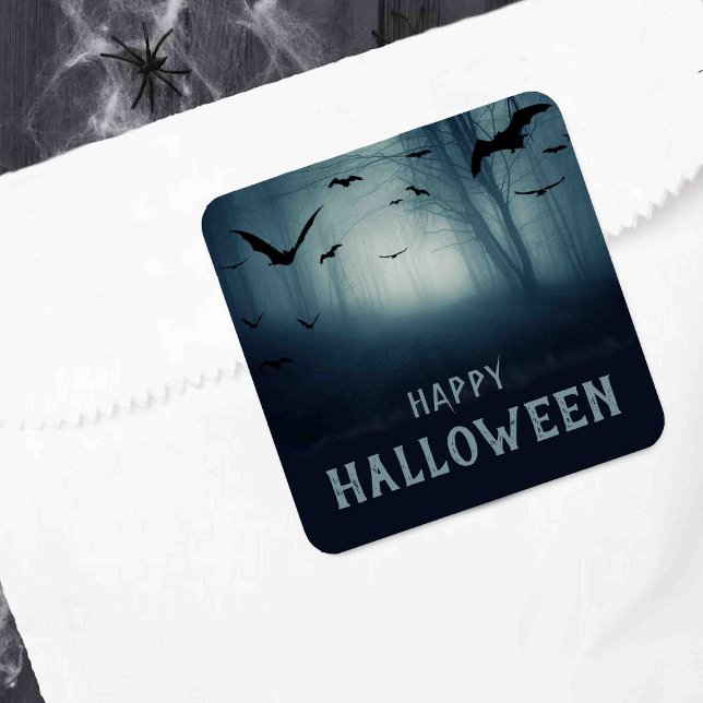 Spooky Haunted Forest Halloween Party Square Sticker (Creator Uploaded)