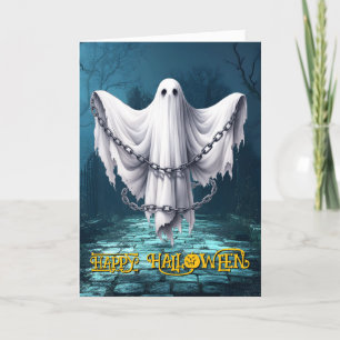 Spooky Haunted Ghost Halloween Holiday Card