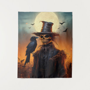 Spooky Haunted Halloween Scare Crow Tapestry