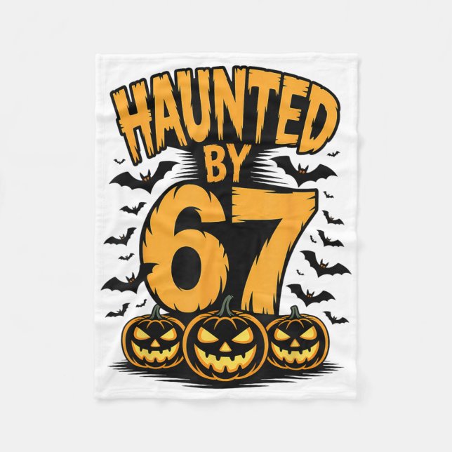 Spooky Haunted Haunted 67 Meme Six Seven 6-7 Funny Fleece Blanket (Front)