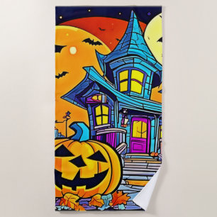 Spooky Haunted House Artwork Beach Towel