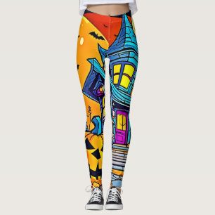 Spooky Haunted House Artwork Leggings