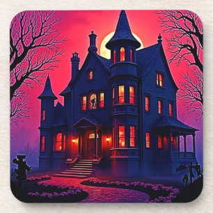 Spooky Haunted House at Dusk Design Coaster