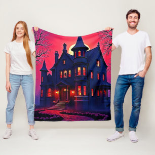 Spooky Haunted House at Dusk Design Fleece Blanket