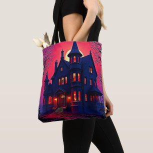 Spooky Haunted House at Dusk Design Tote Bag