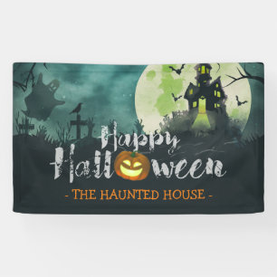Spooky Haunted House Costume Night Sky Halloween Banner