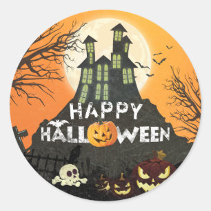 Spooky Haunted House Costume Night Sky Halloween Classic Round Sticker