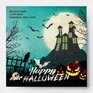Spooky Haunted House Costume Night Sky Halloween Envelopes