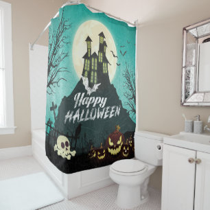 Spooky Haunted House Costume Night Sky Halloween Shower Curtain