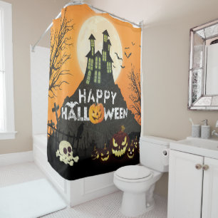 Spooky Haunted House Costume Night Sky Halloween Shower Curtain