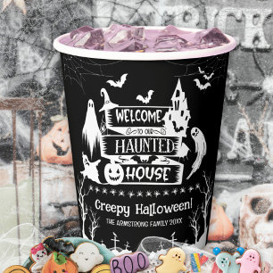 Spooky Haunted House Family Halloween Party Paper Cups