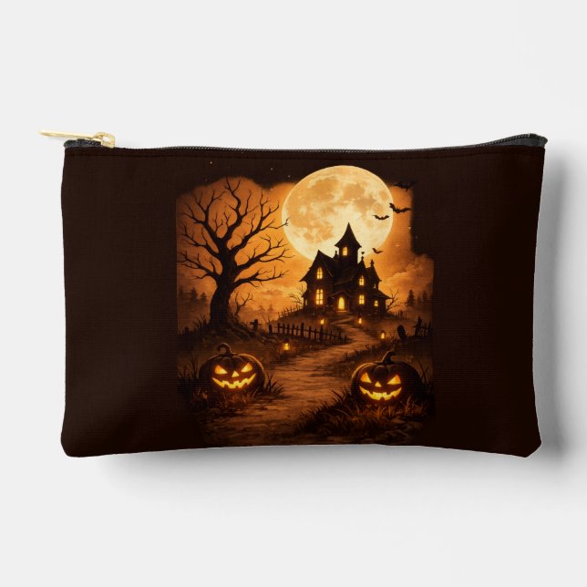 Spooky Haunted House Halloween  Accessory Pouch (Front)