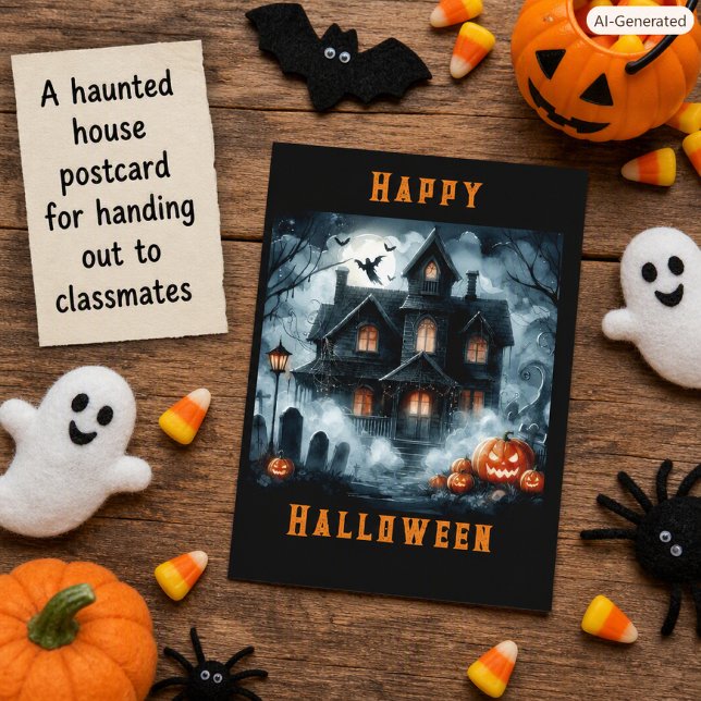 Spooky Haunted House Halloween AI Postcard (Creator Uploaded)