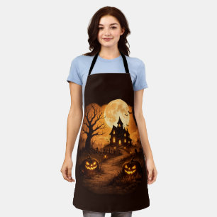 Spooky Haunted House Halloween  Apron