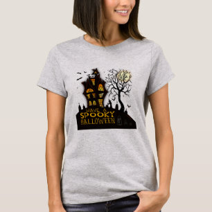 Spooky Haunted House Halloween Bats Witch T-Shirt