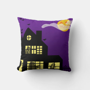 Spooky Haunted House Halloween Cushion