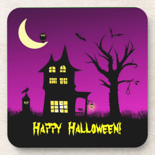 Spooky Haunted House Halloween Decorative Coaster