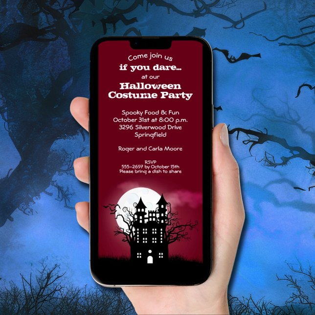 Spooky Haunted House Halloween Invitation (Spooky Haunted House Halloween Invitations - INSTANT DOWNLOAD and/or printed)