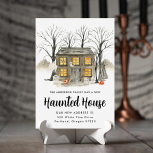 Spooky Haunted House Halloween Moving Announcement