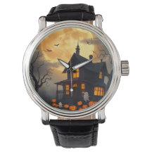 Spooky Haunted House Halloween Night Design