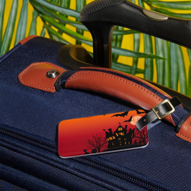Spooky Haunted House Halloween Night  Luggage Tag (Creator Uploaded)