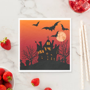Spooky Haunted House Halloween Night Napkin