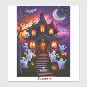 Spooky Haunted House Halloween Night Scene