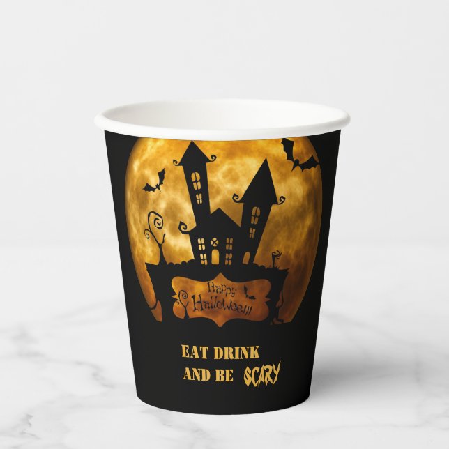 Spooky Haunted House Halloween  Paper Cups (Front)