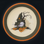 Spooky Haunted House Halloween Paper Plate<br><div class="desc">A spooky haunted house,  ghosts and jack o' lanterns,  these paper plates are fun for a Halloween costume party or kid's birthday party . MATCHING items in our store.</div>