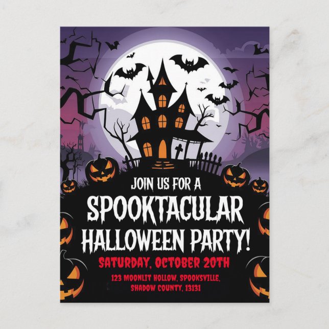 Spooky Haunted House Halloween Party Design Postcard (Front)