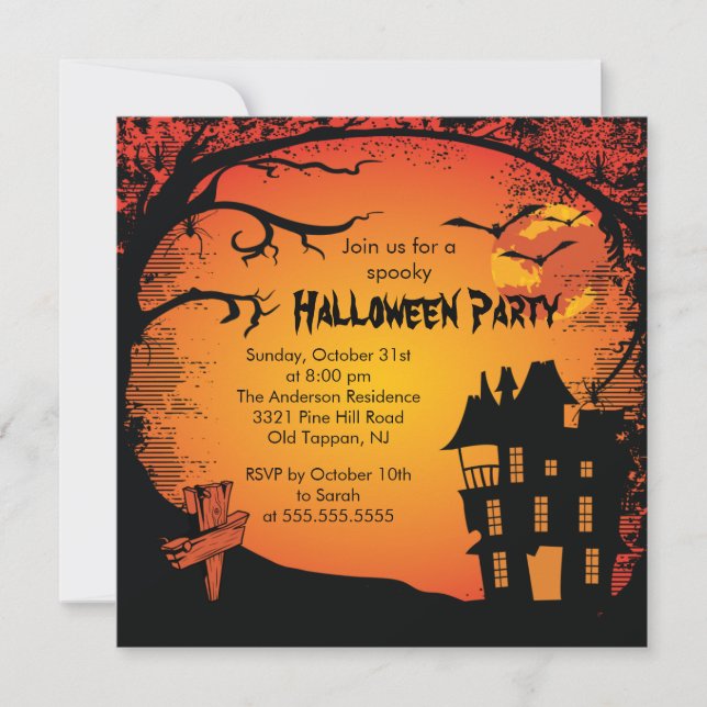 Spooky Haunted House Halloween Party Invitation (Front)