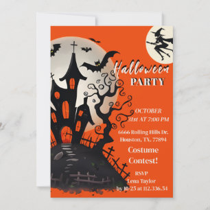 Spooky Haunted House Halloween Party Invitation Or
