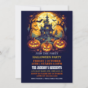 Spooky Haunted House Halloween Party Invitations