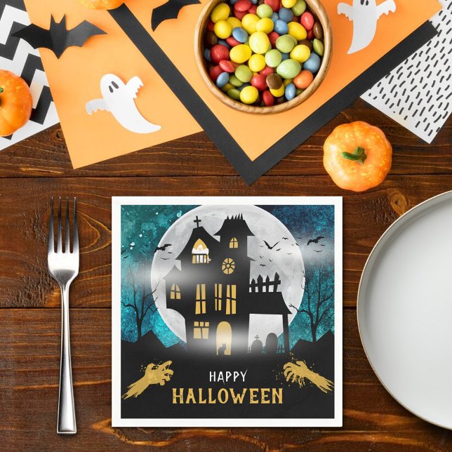 Spooky Haunted House Halloween Party Napkin (Creator Uploaded)
