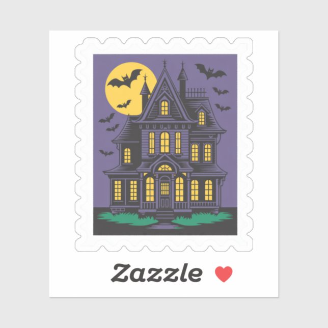 Spooky Haunted House Halloween Postage Stamp (Sheet)