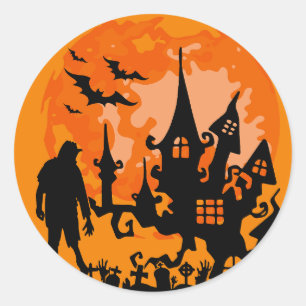 Spooky Haunted House Halloween Sticker