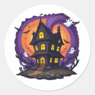 Spooky Haunted House Halloween Sticker Ghosts, Bat
