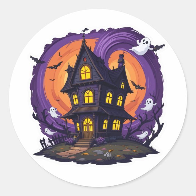Spooky Haunted House Halloween Sticker Ghosts, Bat (Front)