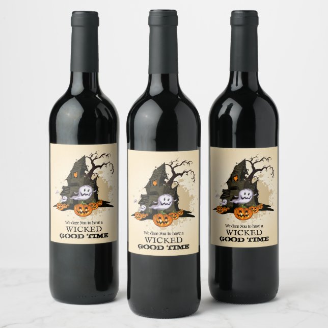 Spooky Haunted House Halloween Wine Label (Bottles)