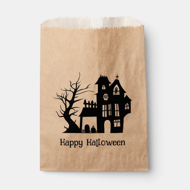 Spooky haunted house. Happy Halloween Kids treats Favour Bags (Front)
