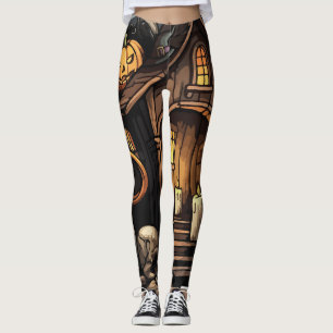 Spooky Haunted House Leggings 🕷️🎃