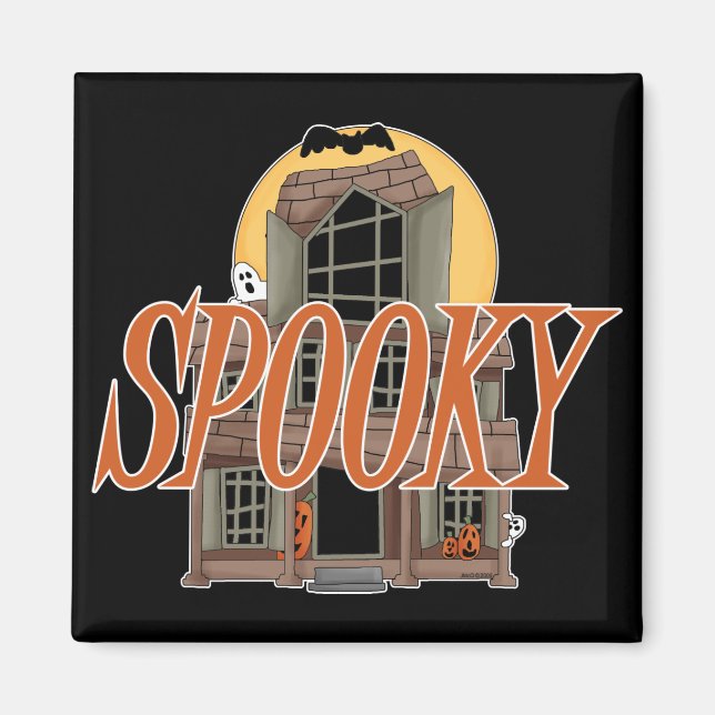 Spooky Haunted House Magnet (Front)