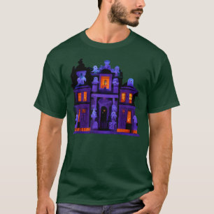 Spooky Haunted House Mansion Ghost Scene for Hallo T-Shirt