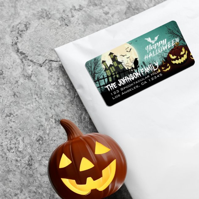 Spooky Haunted House Night Sky Halloween Address Label (Creator Uploaded)