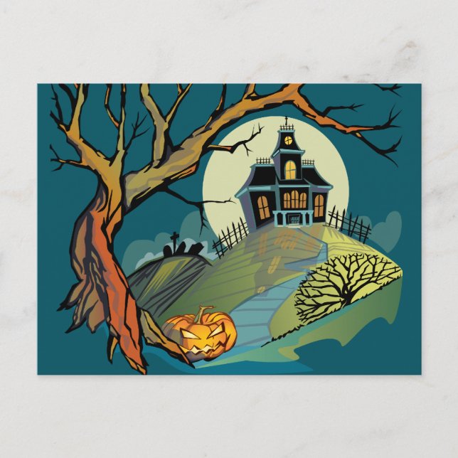 Spooky Haunted House Postcard (Front)