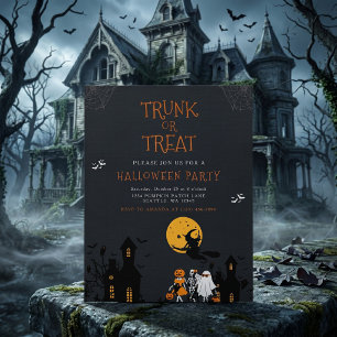 Spooky Haunted House Trunk or Treat Halloween Invitation