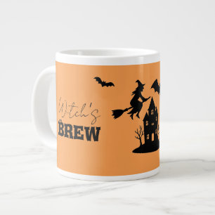 Spooky Haunted House & Witch Silhouette    Large Coffee Mug
