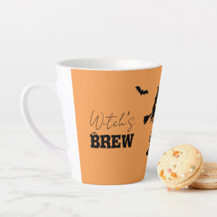 Spooky Haunted House & Witch Silhouette    Latte Mug