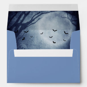 Spooky Haunted House with Blue Ghost Envelope