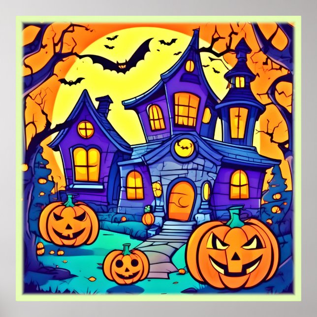 Spooky Haunted Mansion Art Poster (Front)